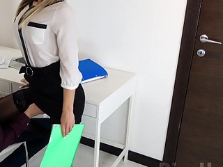 Blonde POV Oral-job my Big Dick with an increment of Jizz Swallow at one's disposal the office